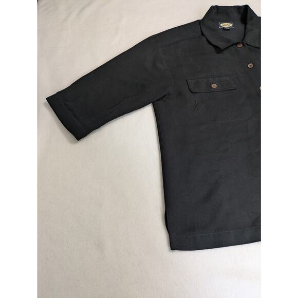 Tommy Bahama Shirt Women Small Black Silk Tropical Top Button Short Sleeve Beach - Picture 3 of 9